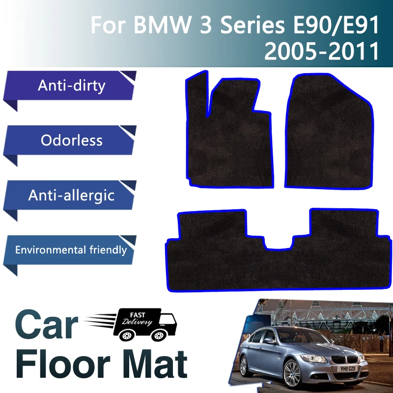 

Luxury Car Floor Mats For BMW 3 Series E90 E91 2005~2011 Dirt-resistant Flannel Rugs Floor Carpets Tapetes Carro Car Accessories