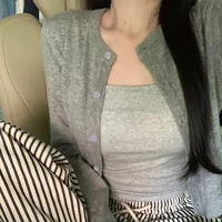 Alobee Red Cardigan Knit Early Autumn Women Clothes New 2024 Outdoor Crop Sweater Outerwear Long Sleeve Top Bottoming Shirt - Image 4