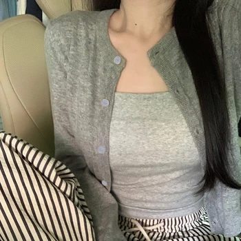 Alobee سترة حمراء متماسكة أوائل الخريف ملابس حريمي جديد 2024 في الهواء الطلق المحاصيل سترة ملابس خارجية كم طويل قميص قاع - Image 4