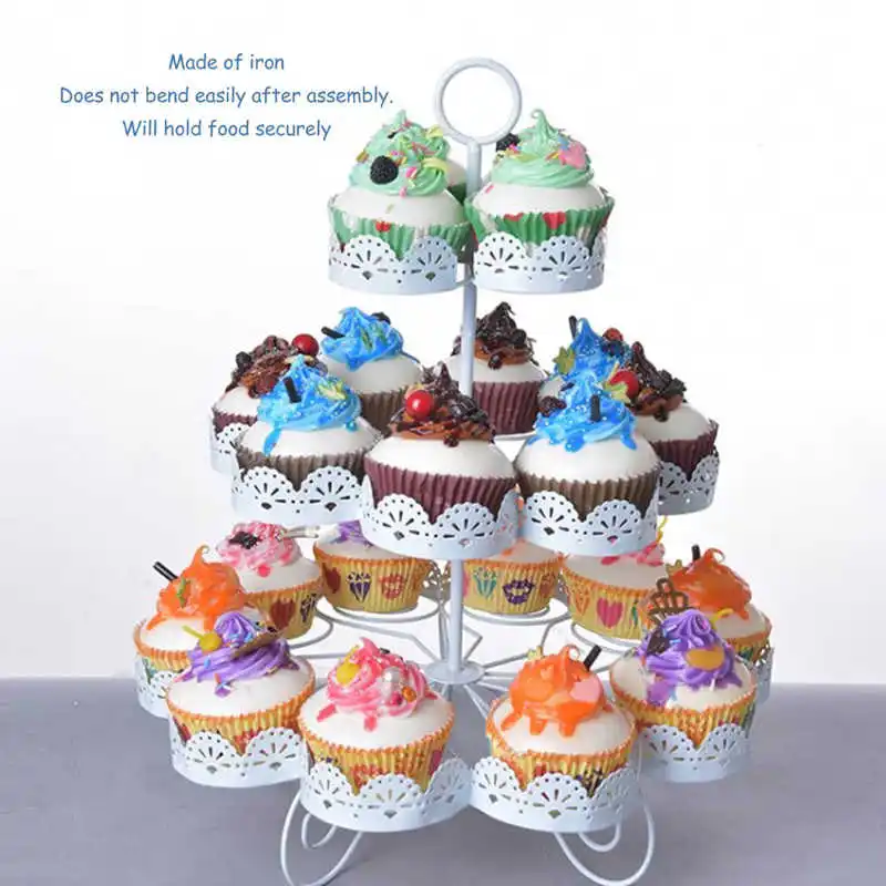 

Cupcake Stand for 24 Cupcakes 3 Tier Pastry Serving Display Stand Iron Dessert Carrier Display Holder for Holiday Party