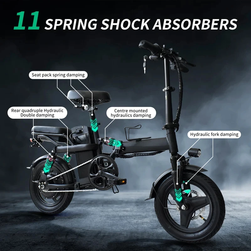 400W Electric Bike-48V 30AH Removable Battery, 35KM/H Speed, Multi-Shock Absorption, Foldable City Commuter E-Bike for Adults