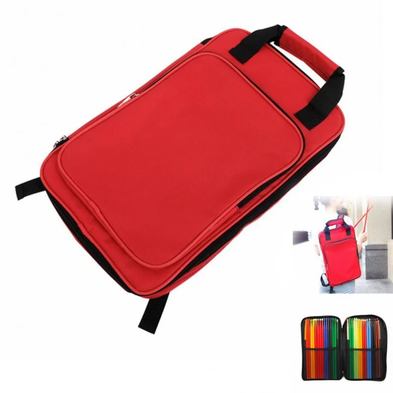 Red Oxford Cloth Add Cotton Drumstick Backpack Bag Jazz Drum Stick Music Book Storage Large Capacity Handbag