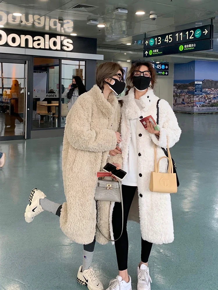 Korean Style Solid Color Long Sleeve Stand Collar Women's Woolen Coat 2023 Autumn Winter Commute Style Fashion Casual Loose Coat