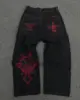 Y2K Jeans Mens Hip Hop Retro Skull Embroidery Washed Baggy Denim Pants New Straight Casual Loose Wide Leg Trouser Streetwear 1