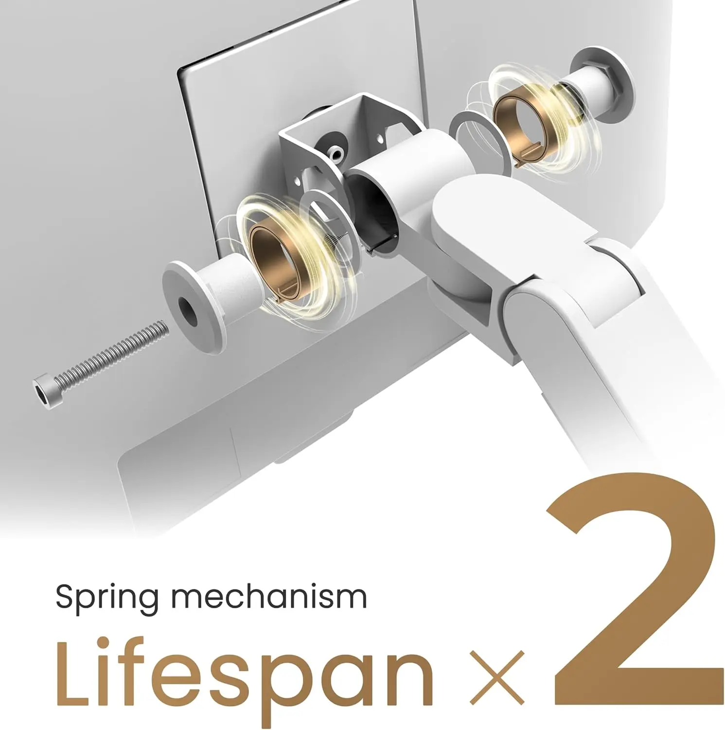 BSH02 Ergo Monitor Arm -Gas Spring Monitor Stand for Up to 45'' & 44lbs Screens, Heavy Duty, Quick Installation, No Sagging