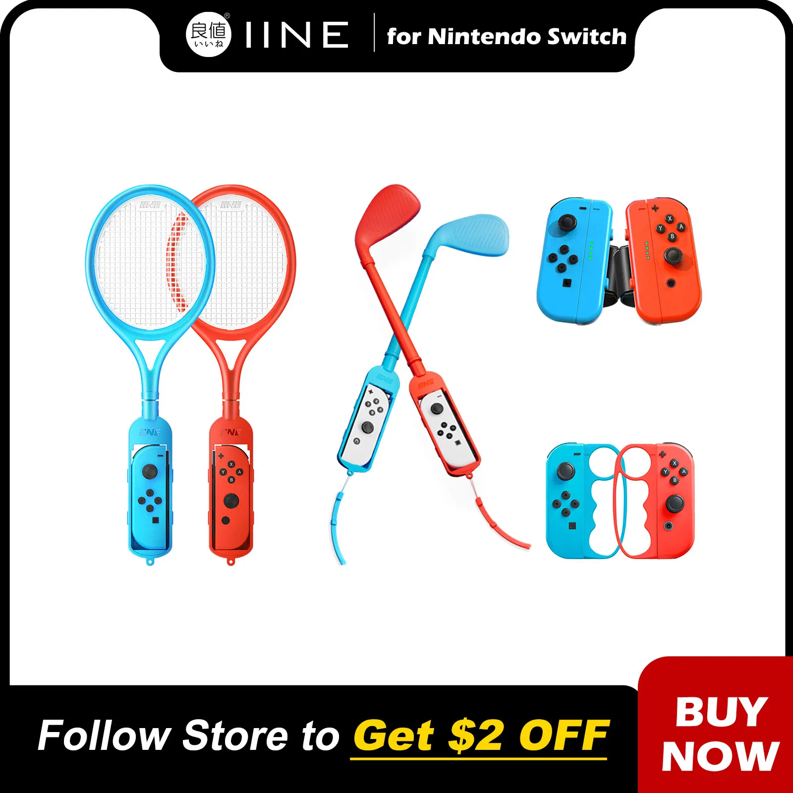 Iine Portable Ns Sports Suits Racchetta Da Tennis Golf Culbs Wristband Compatibile Nintendo Switch/Oled Joypad