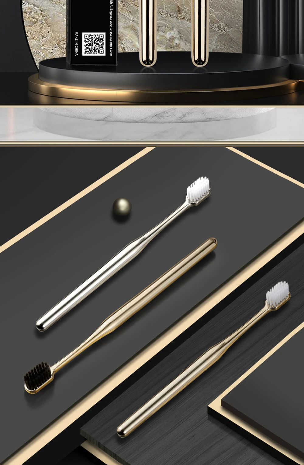 Kingubznis Gold Zahnbürste Luxus Gold Silber Zahnbürste für Männer Frauen Erwachsene Zahnbürsten Brandneue Galvanisierte Dentalbürsten – Detail 19