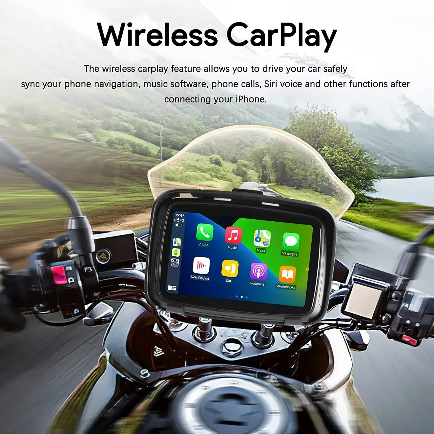 Display Motor Wireless CarPlay Monitor Android Auto Screen AirPlay AutoLink USB Music BT WIFI GPS Navigation Motorcycle CarPlay