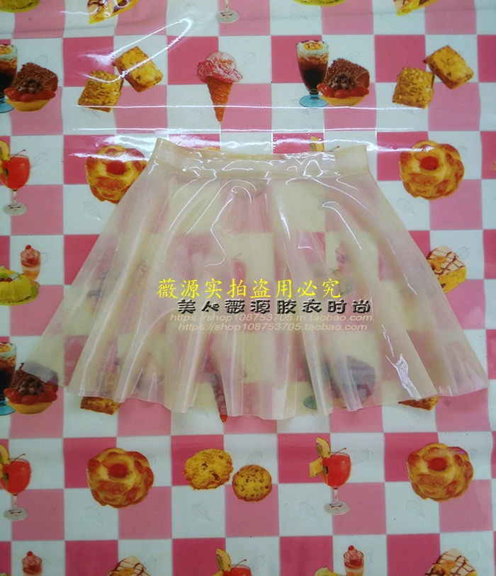 Handmade Women Transparent Latex Fetish Mini Skirt Tight Umbrella Dress