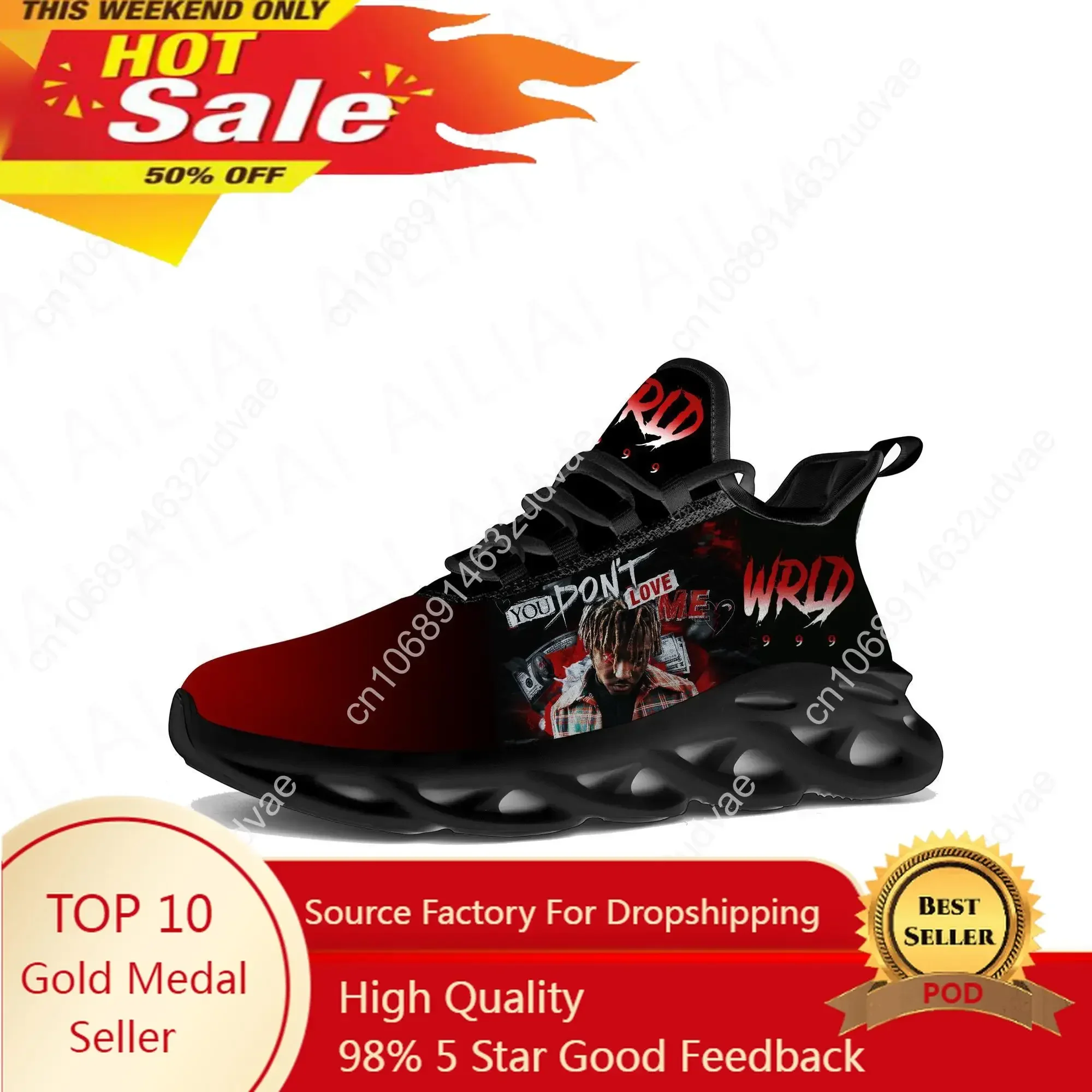 Juice Wrld 999 Hip Hop Rapper Flats Sneakers Mens Womens Sports Running Shoes High Quality Custom Made Sneaker Customized Shoe