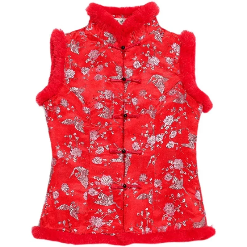 Women Chinese Tang Suit Retro Cotton Vest women cheongsam waistcoat