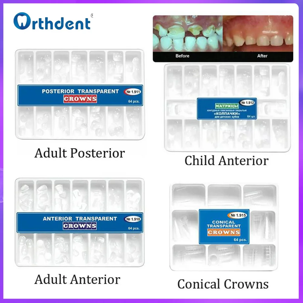 64PcsBoxDentalTeethCrownTemporaryPreformedPrecrownMatrices