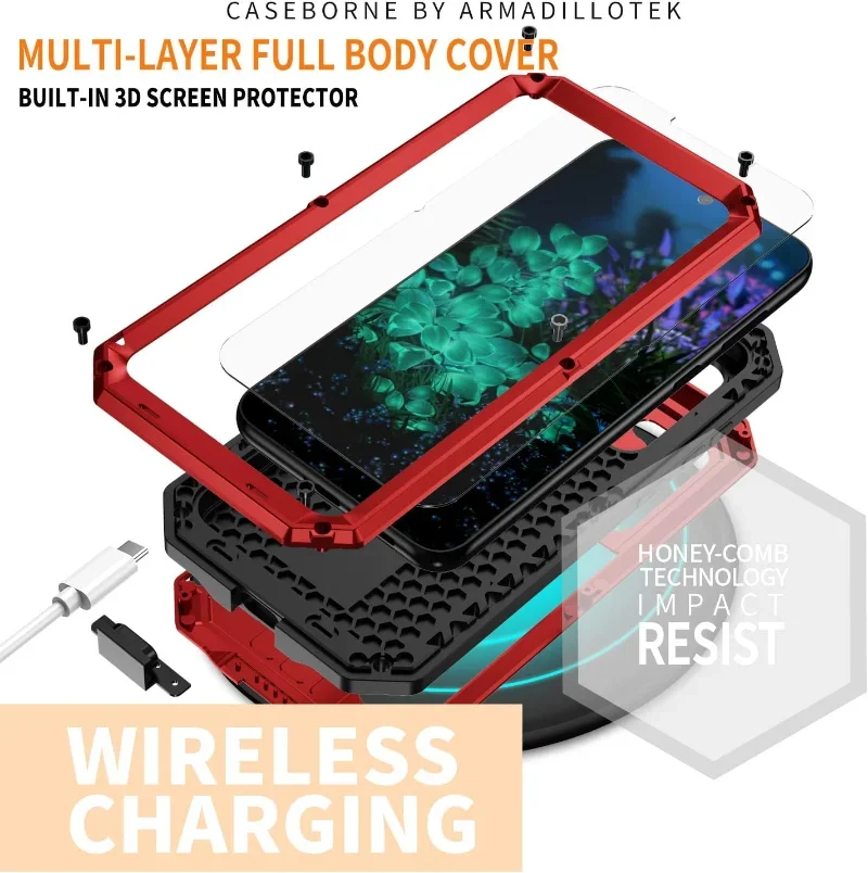 Military Grade Rugged Metal Case for Samsung S24 S23 S22 S21 Ultra Aluminum Hard Cover Camera Screen Protector Heavy Duty Armor