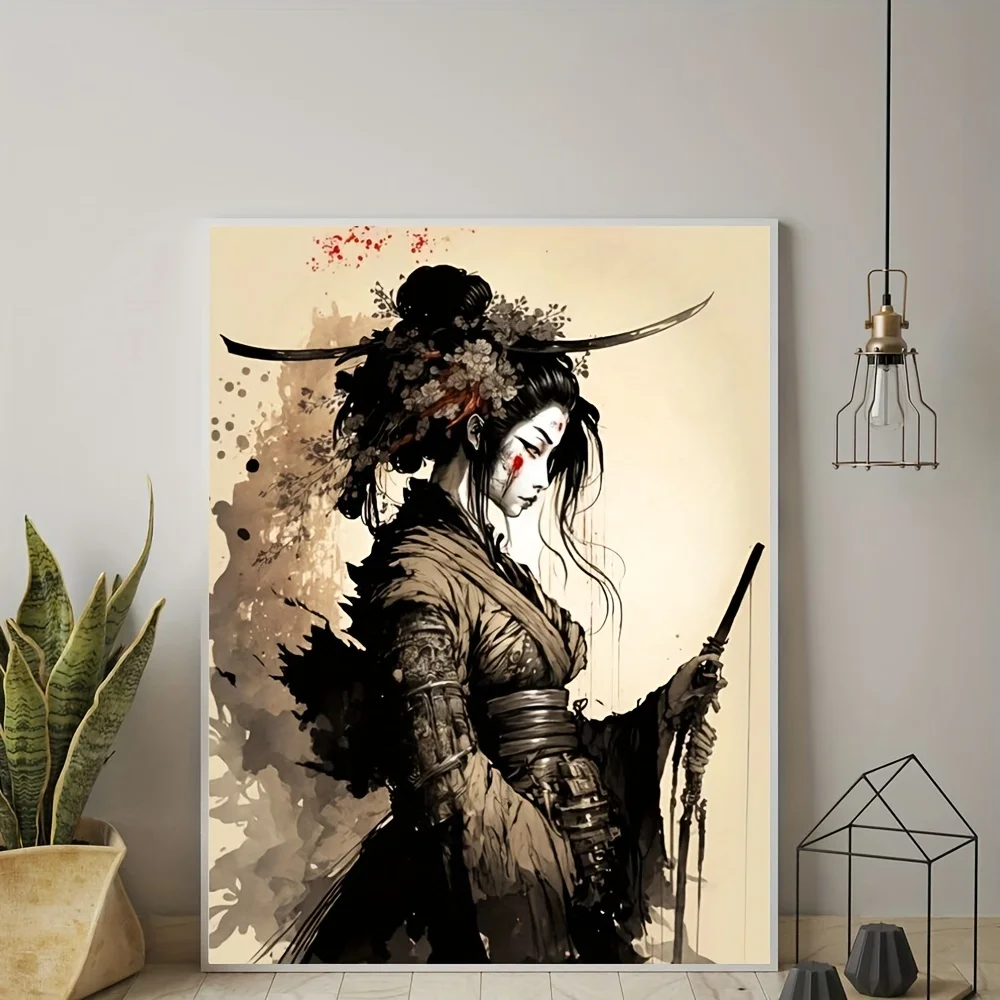 1pc, Geisha, Samurai, and Warrior Japanese Style Posters - High-Quality Ink  Art Design Canvas Paintings for Modern Bedroom - AliExpress