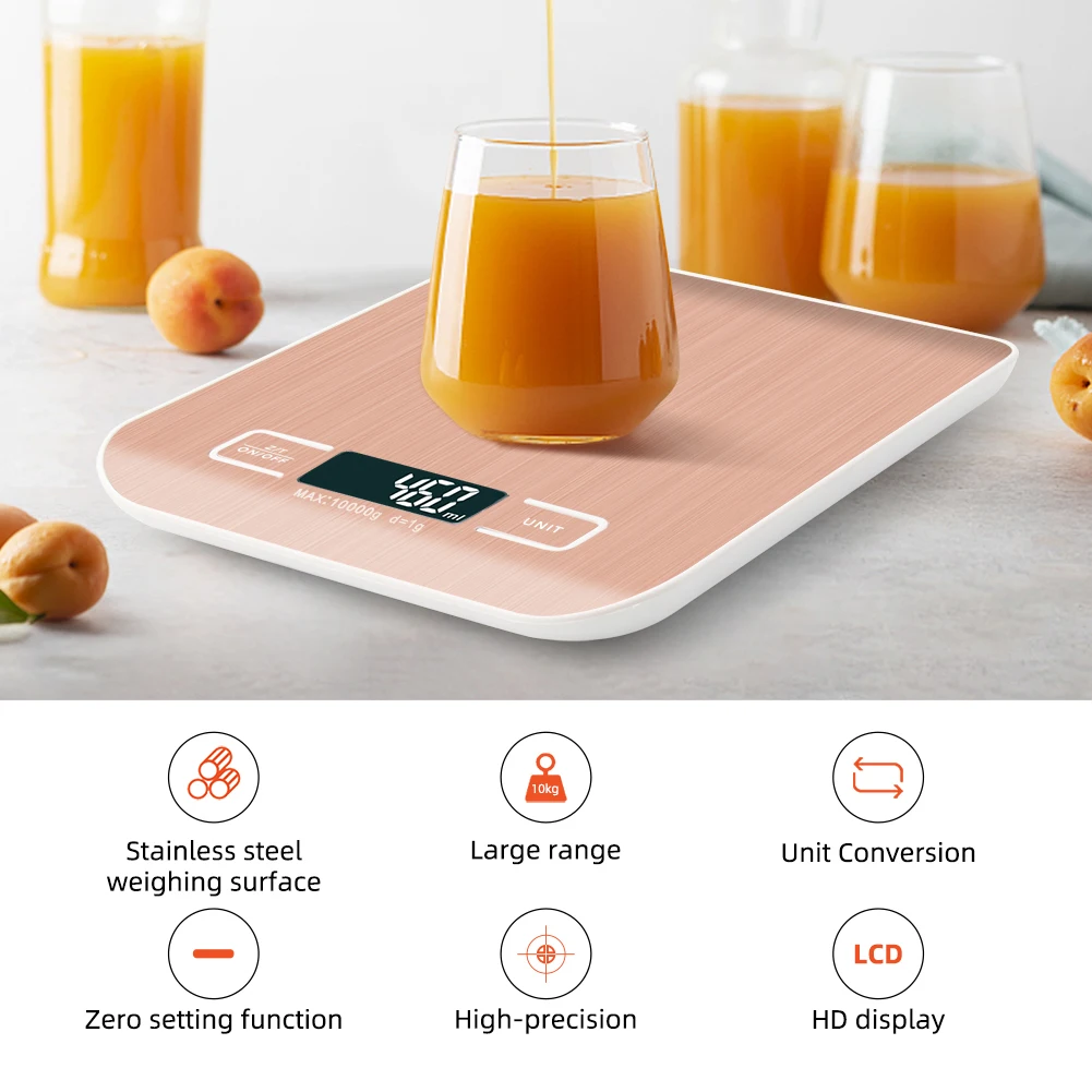 Cozinha Digital Cozinhar Medida Ferramentas Peso Eletrônico LED Food Scale com Rose Gold