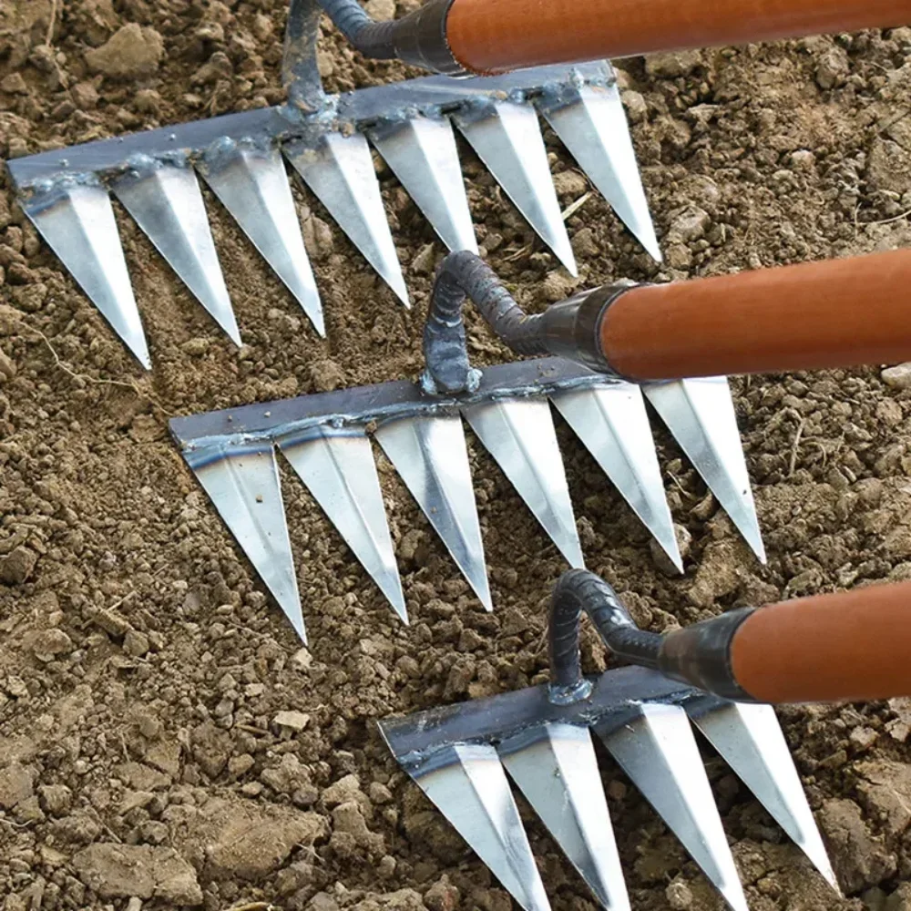 garden hand rake garden hoe garden weeder garden cultivator garden mowing tool gardening hoe weeding rake steel farm tool grasping raking level loosen soil harrow clean leaves collect weeds agricultural tool