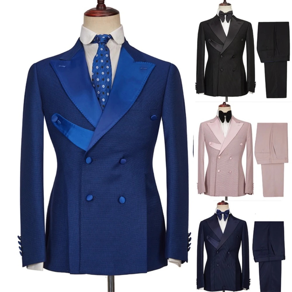

2024 Men's Suits Slim Fit Formal Set Two Pieces Blazer Pants Ball Banquet Evening Party Wedding Dressing Costume High Quality