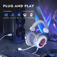 FIFINE RGB Gaming Headset with 7.1 Surround Sound/3-EQ/MIC,Over-ear Headphone with In-line Control for PC PS4 PS5 Ampligame-H6W - Image 6