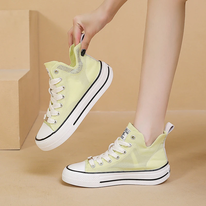 2023 New High Top Hot Sale Canvas Shoes for Women Anti-slip Casual Sneakers Women's Sports Shoes Candy Color Comfortable Shoes