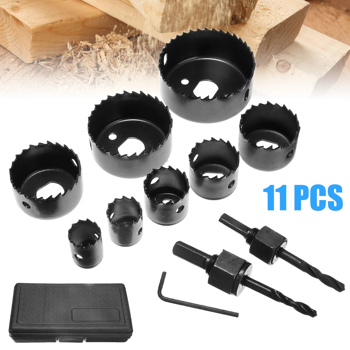 

11 Pcs Woodworking Hole Saw Set Drill Bit 19-64mm Hole Saw Cutting Set Circular Carbon Steel Cutter Pilot Bit Hole Saw Kit