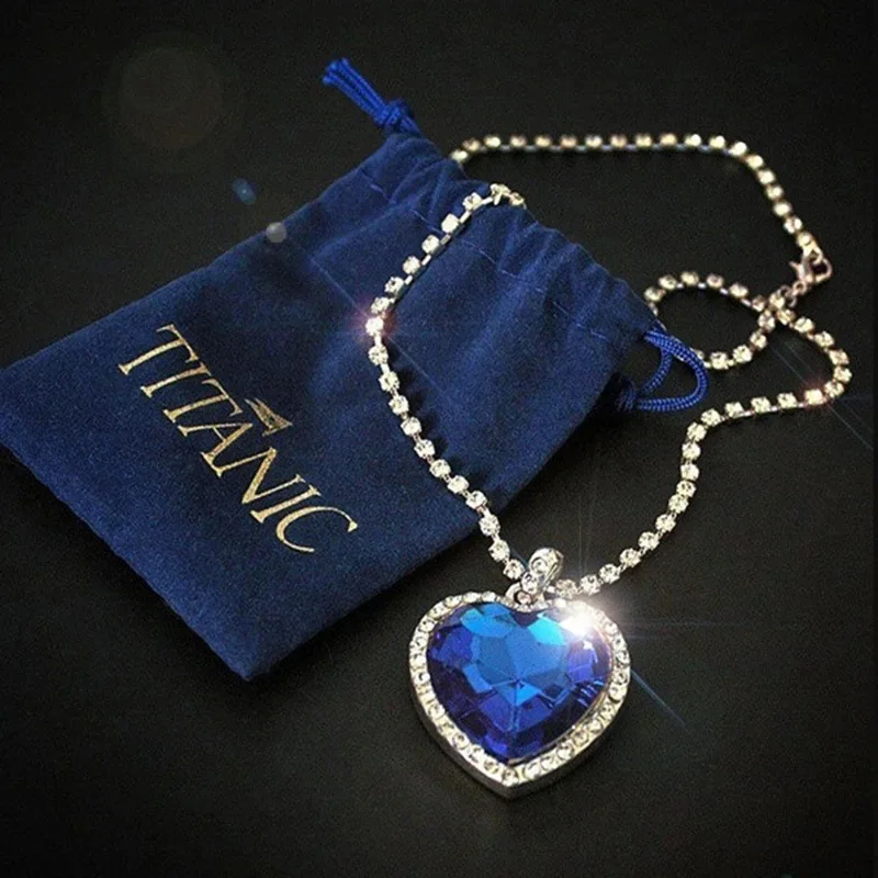 Carol Heart Titanic Blue Pendant Necklace 1