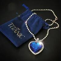 Carol Heart Titanic Blue Pendant Necklace 1