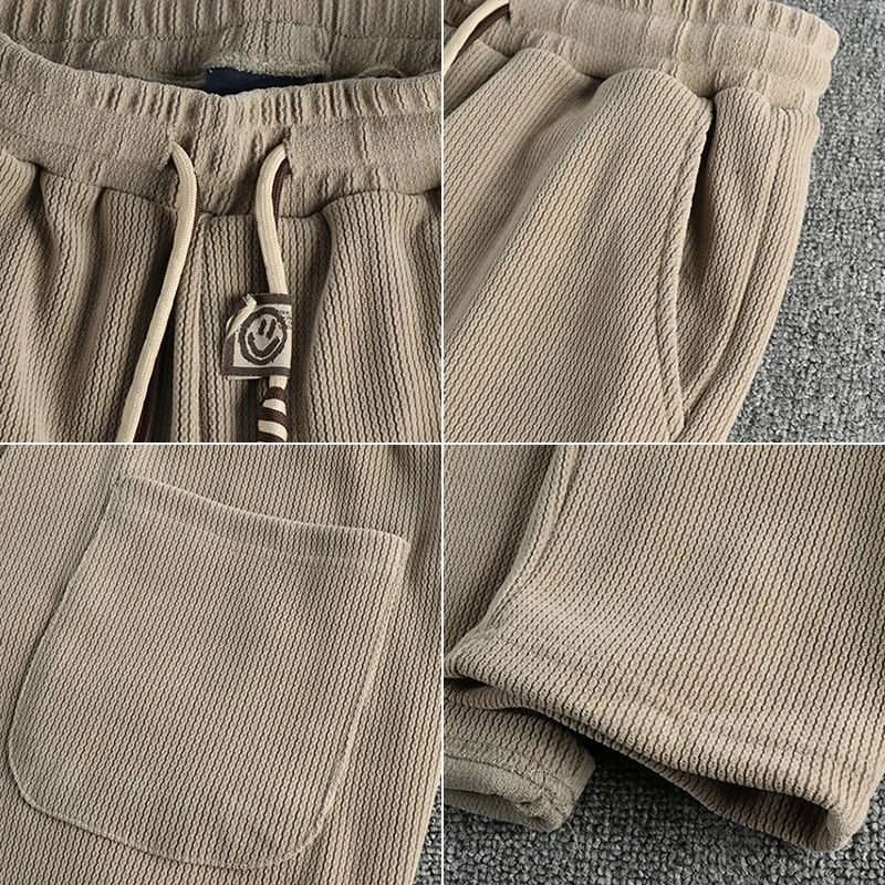 915# Autumn American Retro Chenille Knitted Sweatpants Men's Simple Heavyweight Loose Straight Casual Sports Youth Pants