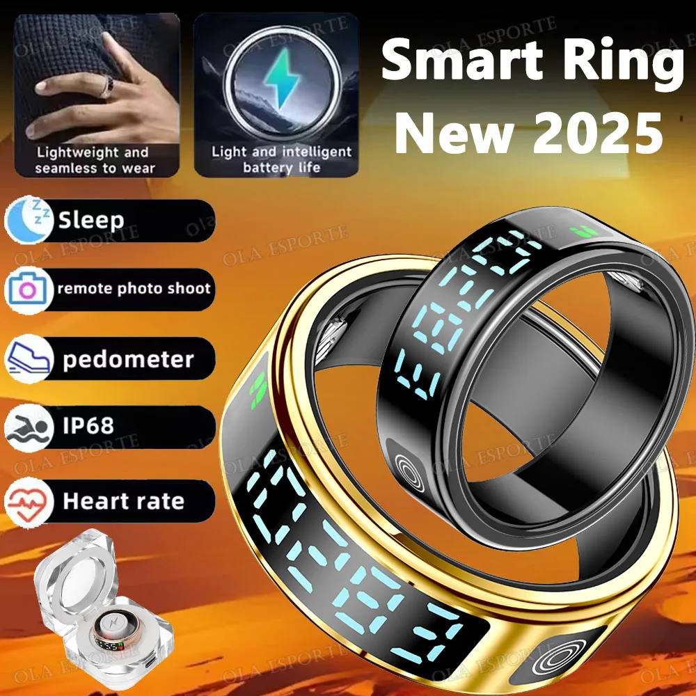 2025 Smart Ring with Display Screen and Touch, Wireless Charging, Health Manager, 5 ATM Waterproof For Men Women Rings R12 R11 1