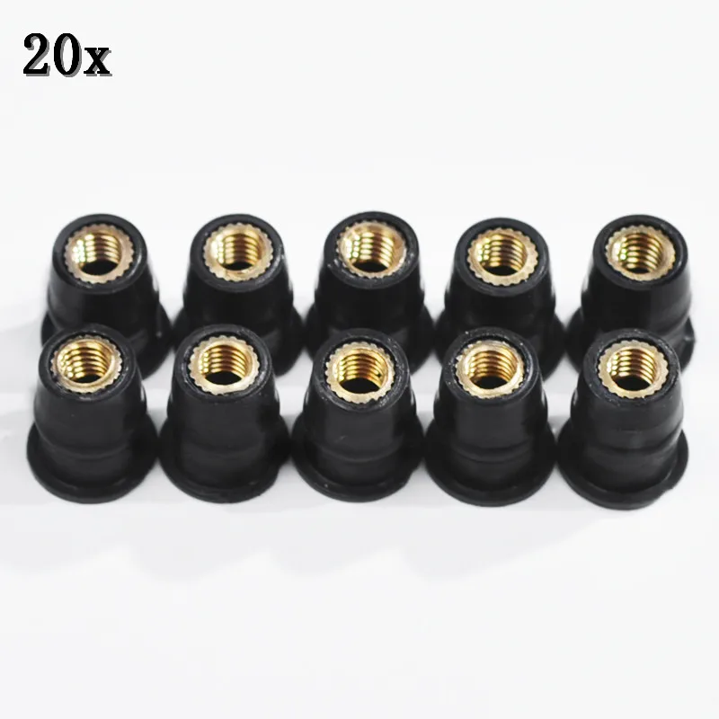 20Pcs/Set M5 5mm Metric Rubber Well Nuts Windscreen Windshield Fairing Cowl For Honda For Suzuki Auto Motorbike Off-road