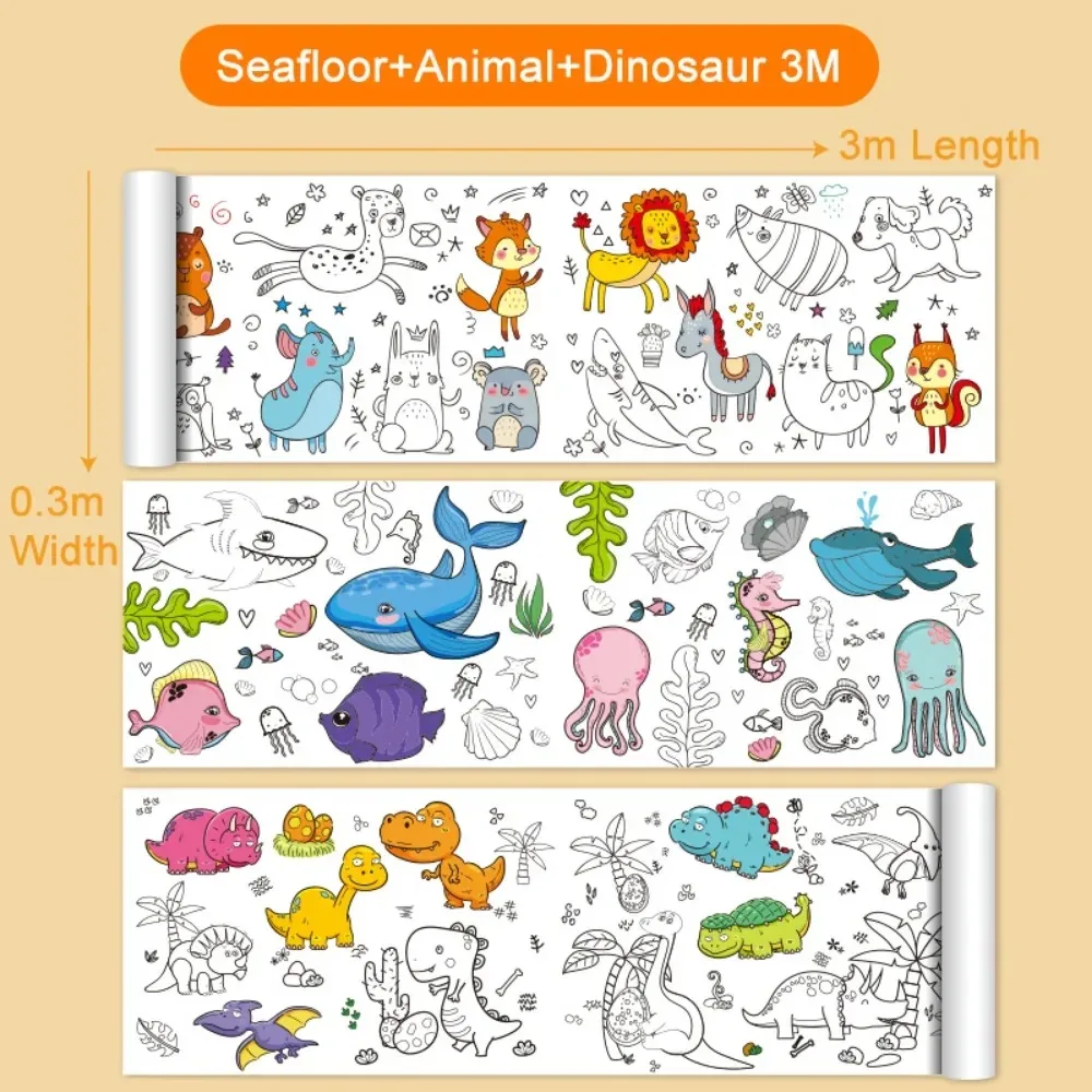 Animal Canvas Children's Drawing Roll for DIY Coloring Paper Roll Color Filling Graffiti Paper-cut Painting educational toys,educational drawing toy,drawing paper roll,drawing paper,drawing toy