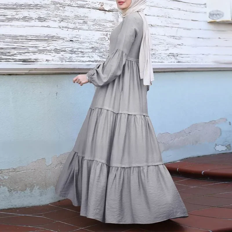 Fashion Solid Color Kaftan Dubai Abaya Turkey Robe Dress Women Muslim Clothing Long Dress Ramadan Abayas Caftan Islamic Clothes