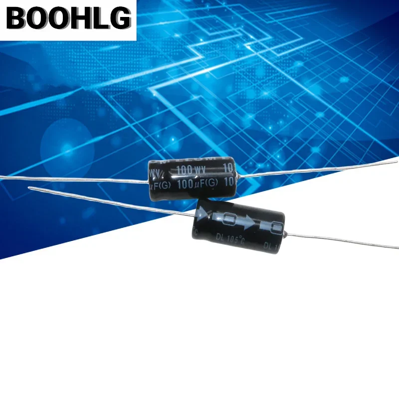 

5PCS ELUM 100uf horizontal axial polarized electrolytic capacitor 100v 100uf 10X20mm