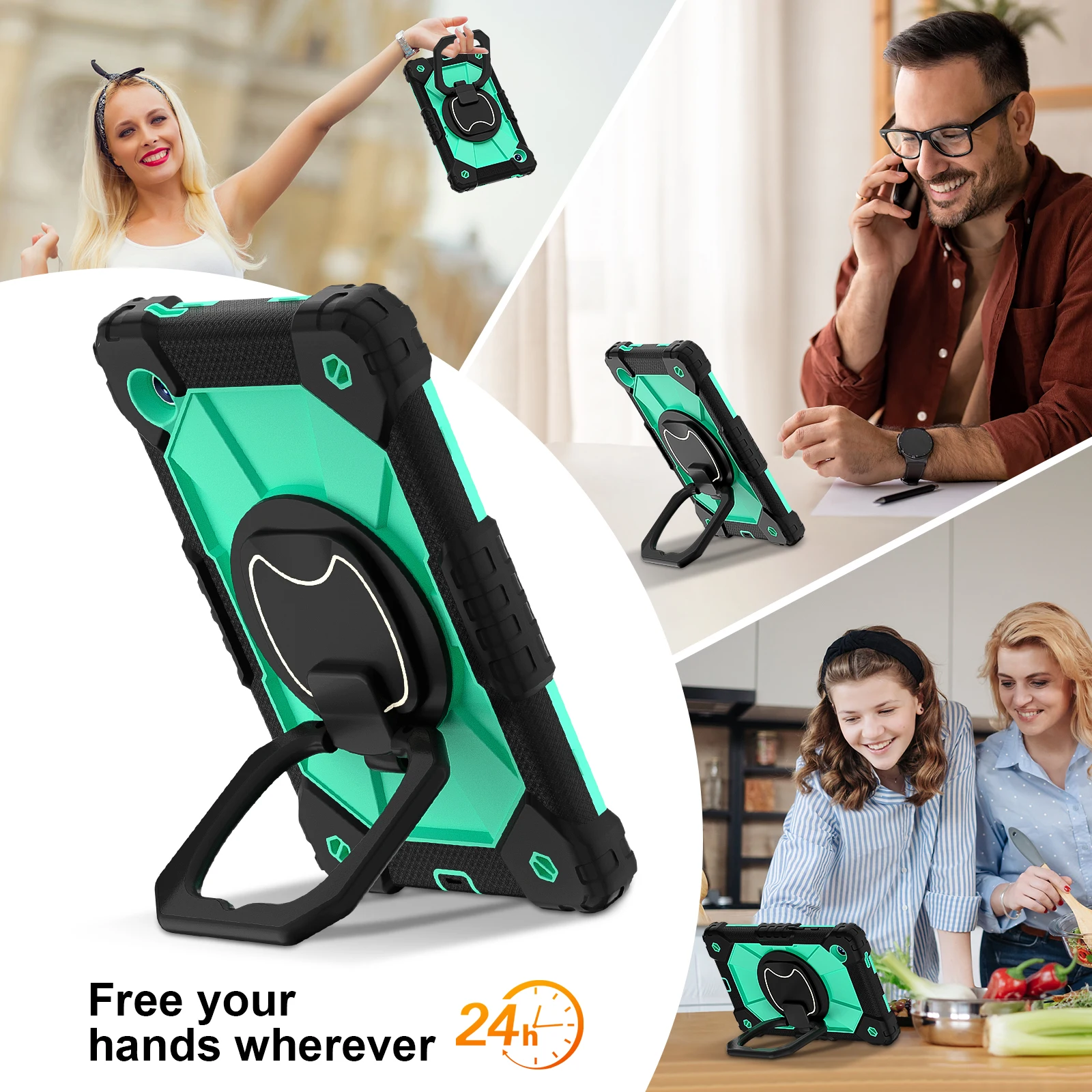 360-Degree Rotating Kids Tablet Case with Shoulder Strap