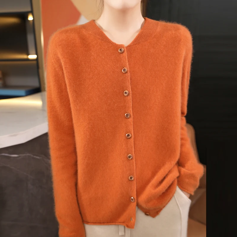 Women Autumn O Neck Spliced Wool Warm Knit Sweater