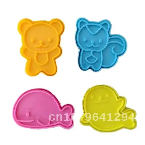 

4Pcs/set Cute Samll Dolphin Samll Seal Squirrel Bear Sandwich Cookie Mold Cutters Cutter Cookie Cake Decorating Moulds Tools