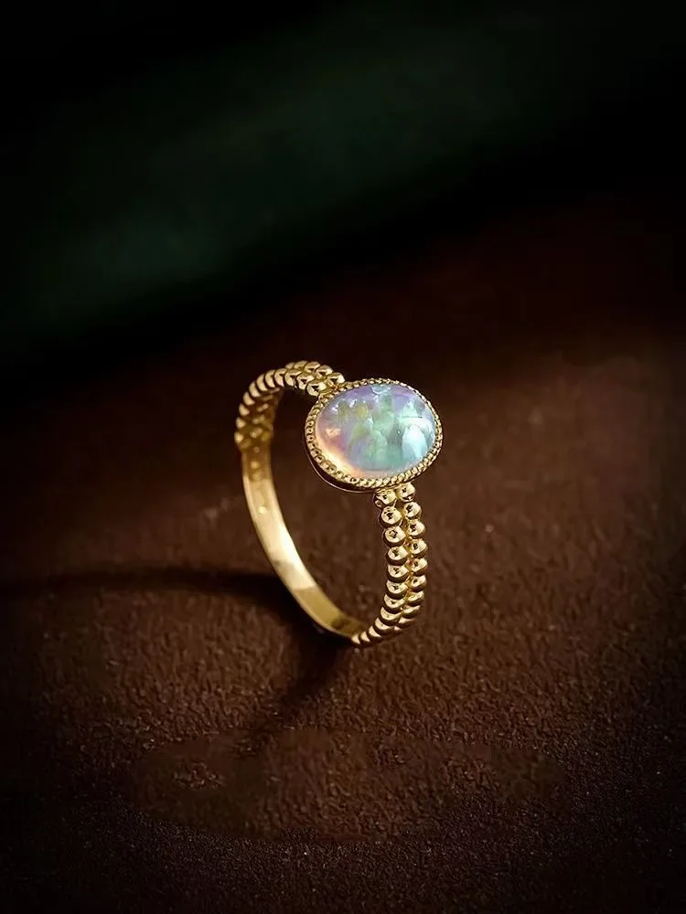 Fashionable High Quality Opal Rings for Women Vintage Colored Couple Ring Creative Radiant Engagement Banquet Jewelry Opening Fashionable High Quality Opal Rings for Women Vintage Colored Couple Ring Creative Radiant Engagement Banquet Jewelry Opening