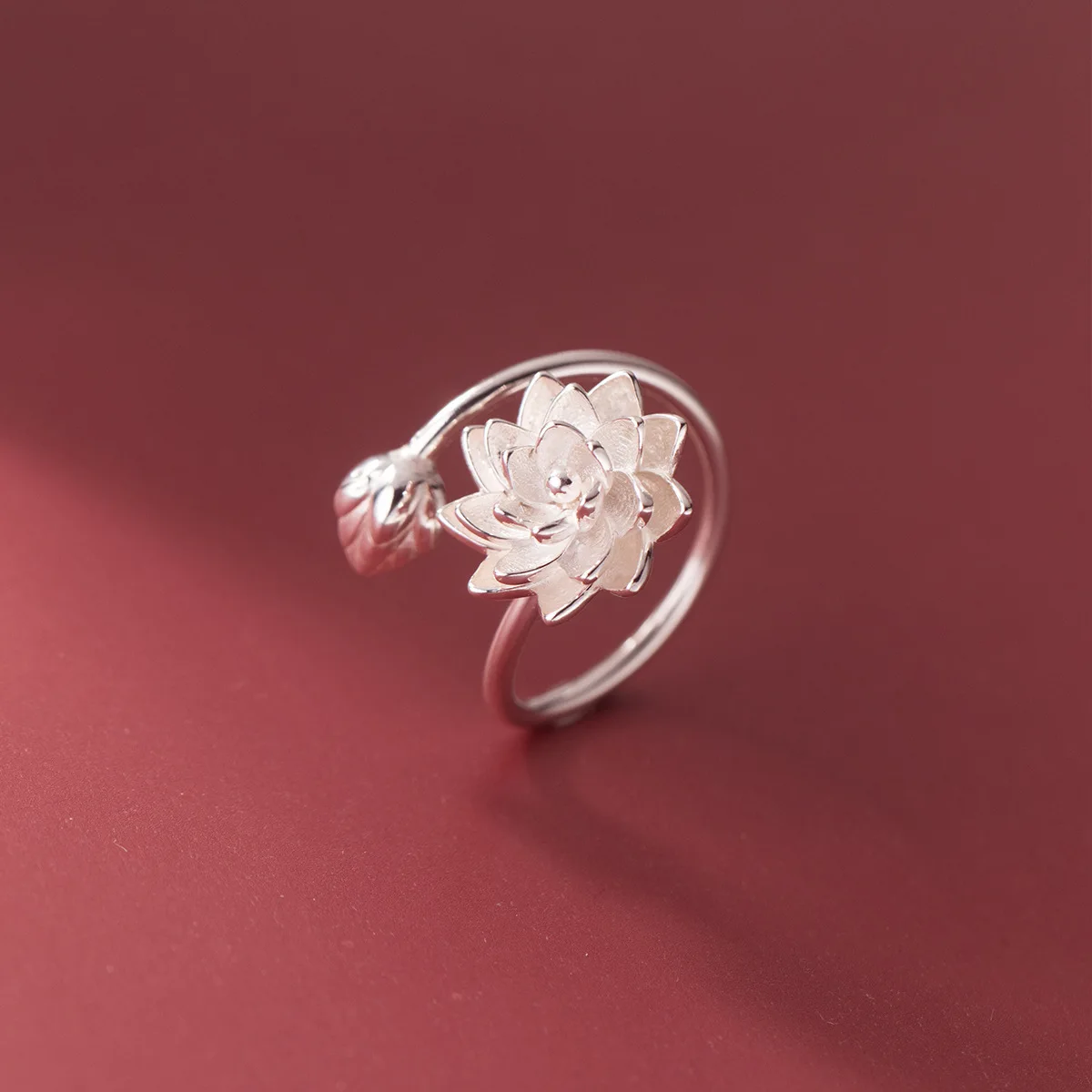 Silver Rings Wedding Rings Silver Ring 925 Sterling Silver Lotus Flower Adjustable For Women