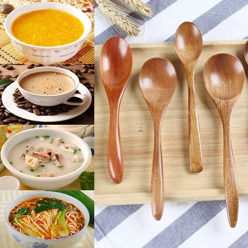 

Ложка для супа из натурального дерева с длинной ручкой, столовые приборы для кофе, чая, меда, десерта, специй, аксессуары для приготовления пищи, кухонная посуда