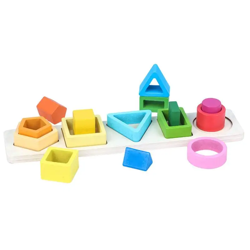 

Wooden Stacking Toys Shape Color Recognition Matching Stacker Preschool Educational Toys Learning Puzzles Gift For 4 5 6 Years