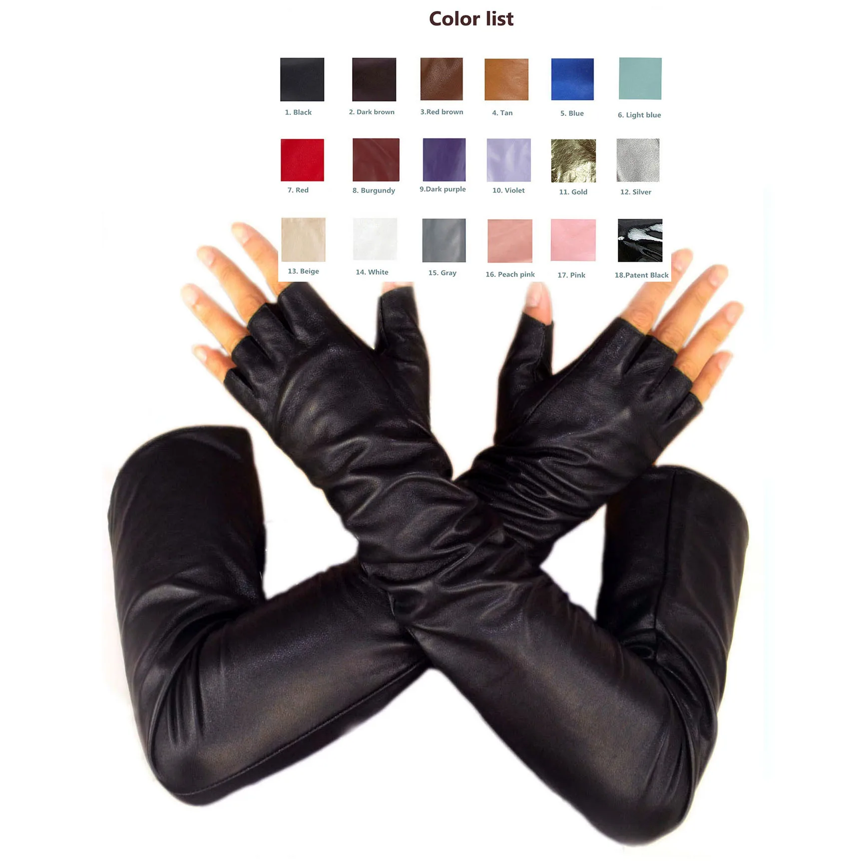 Leather Gloves Long Fingers Long Fingerless Leather Gloves Long