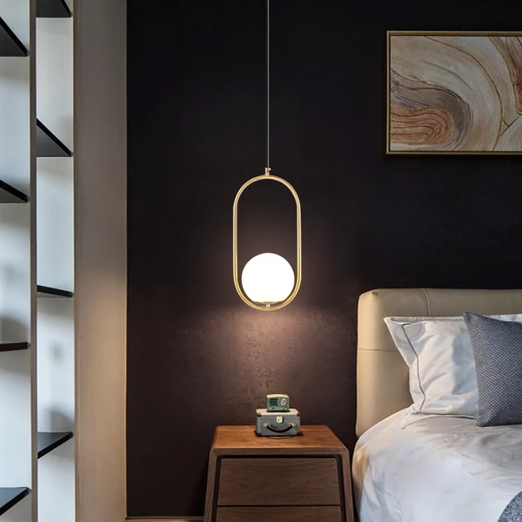

Post Modern Simple Creative Decorative Restaurant Bar Bedroom Bedside Single Head Glass Ball Chandelier Pendant Light