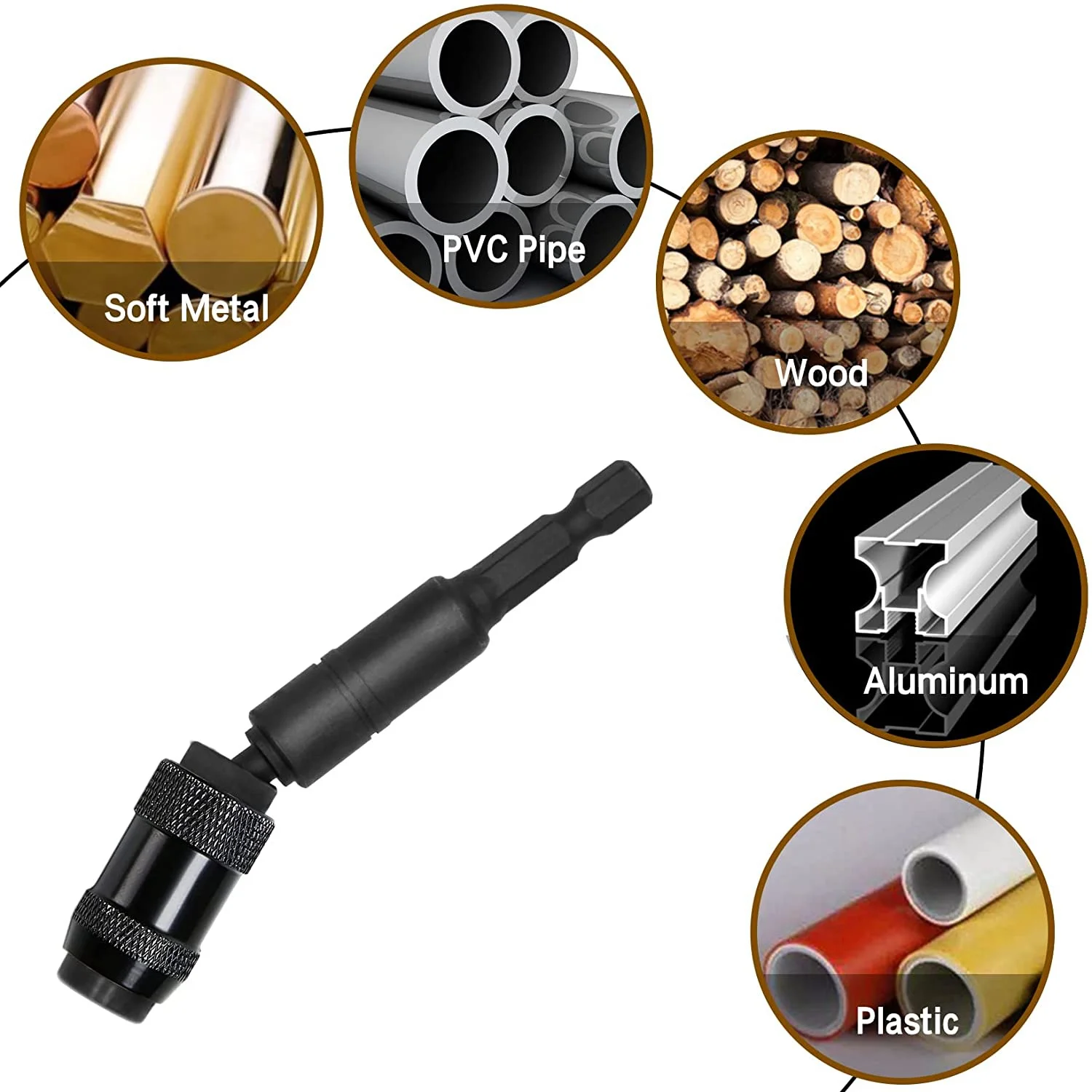 2 Pack Pivoting Bit Tip Holder, Magnetic Screw Drill Tip 1/4inch Hex Shank, Quick Change Locking Bit Holder (Black)