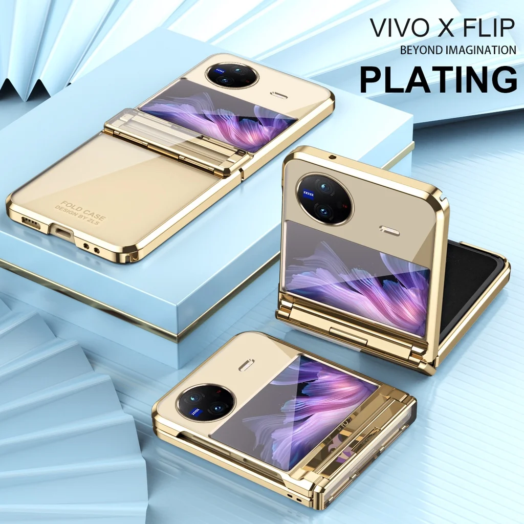 For Vivo X Flip Case Luxury Colorful Electroplated Transparent Folding Shockproof Protection Hard Back Cover Accessories