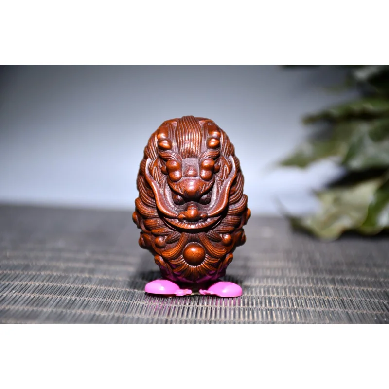 

2.4" collection Chinese Box-wood Hand Engraving Animal 12 Zodiac Dragon pendant Statue Craft Gift Decoration Home Decore