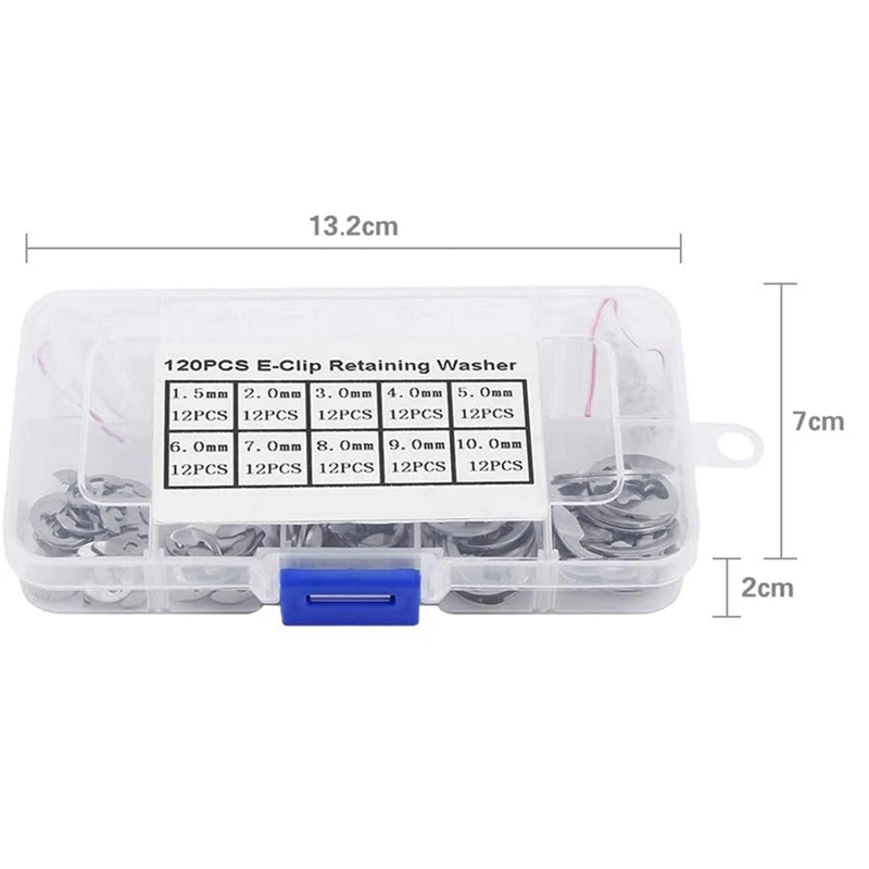 서클립 콤비네이션 탄성 안전 링, 스테인레스 스틸 (304) E-클램프 (1.5mm-10mm) 로 만든 120 개