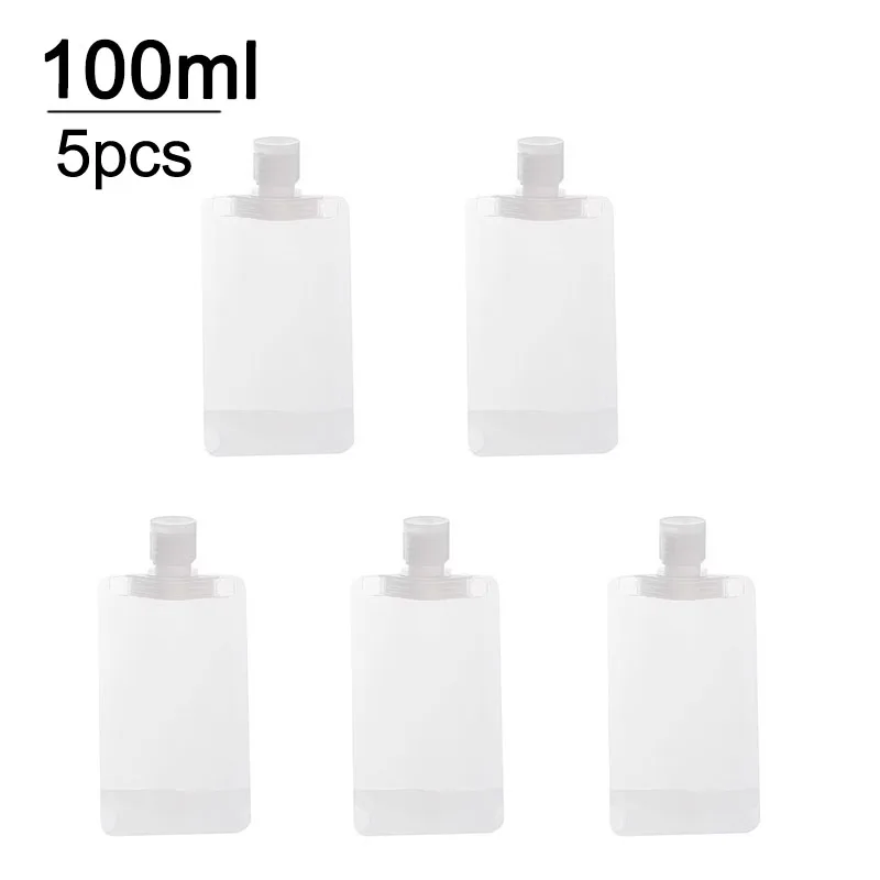 Set of 5 Refillable Travel Cosmetic Bottles and Pouches - Assorted Sizes