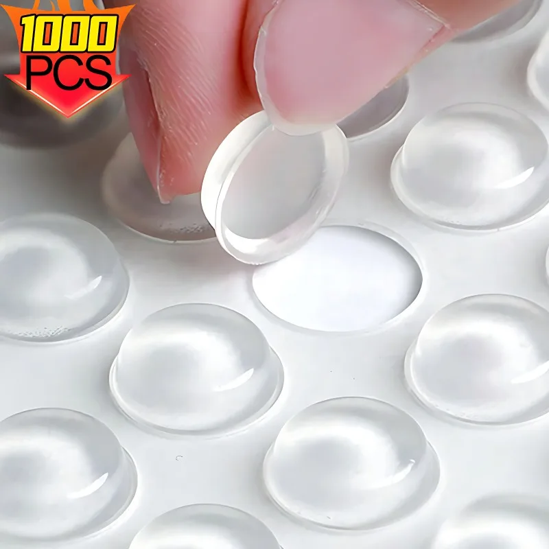 1000-100Pcs Self Adhesive er Pads Mini Non-Slip Clear Dots Rubber Damper Silicone Cabinet Door Stops Reduce Noise Bumpons