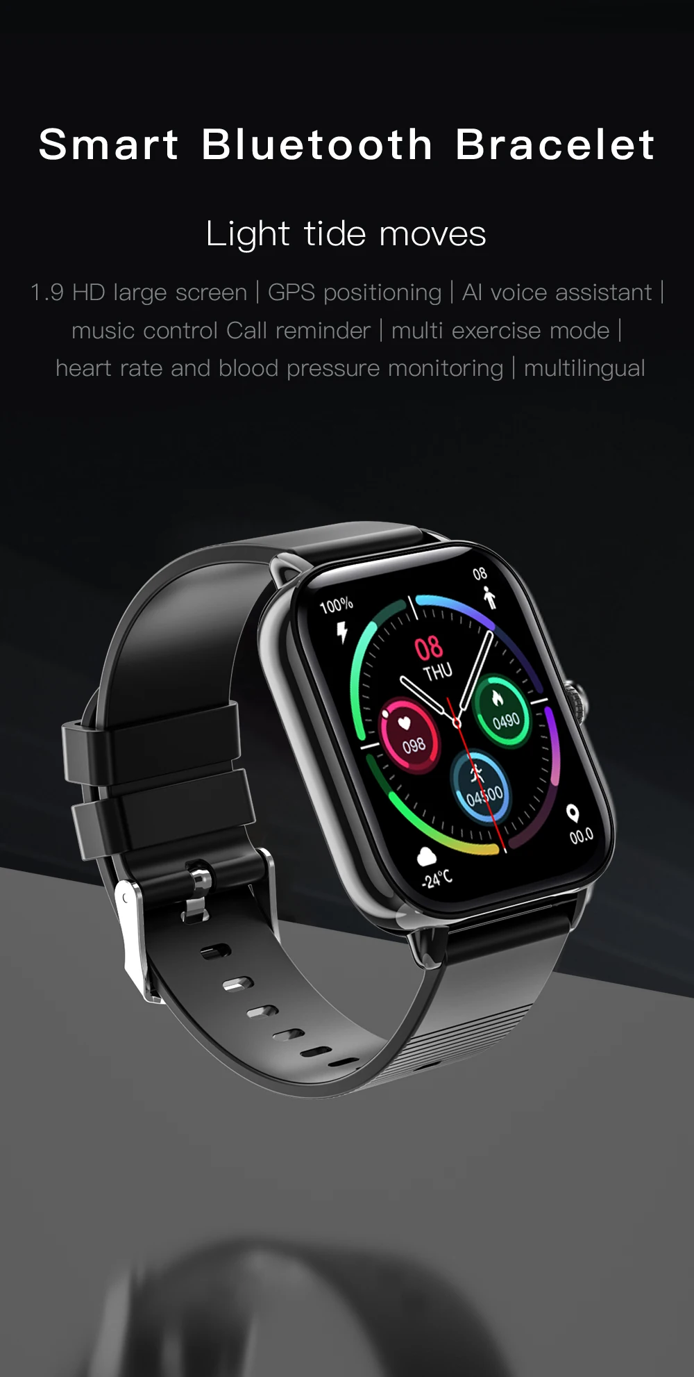 Smart Watch A5 Men Blue Tooth Call Smartwatch AI Voice 1.9 inch Screen GPS Track Music Control Heartrate Sport Fitness Bracelet