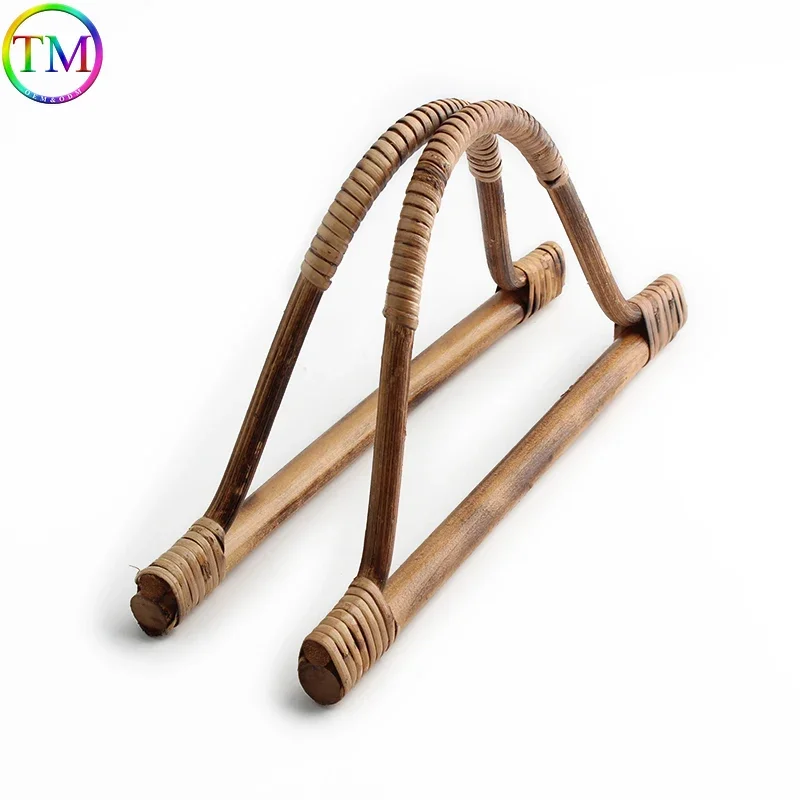 2PCS Wooden Natural Rattan Bag Handles Bamboo Handle Crafts Sewing For Replacement Bag Handle DIY Sewing Accessories
