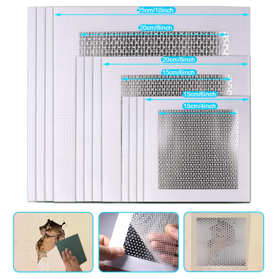 Patchs Auto-adhésifs Pour Cloisons Sèches - Kit De 8 Pièces, 3 Tailles, Réparation Facile Des Trous
